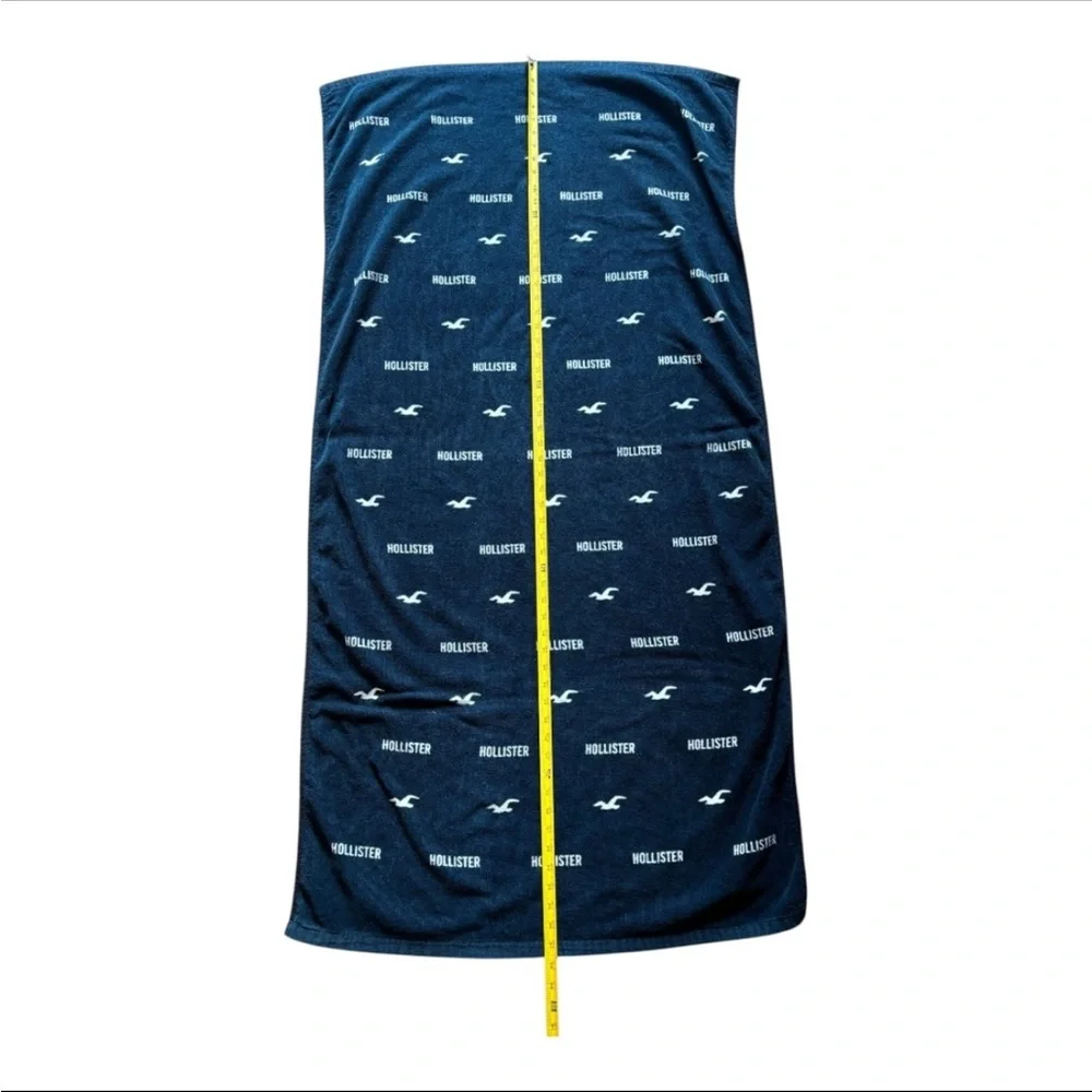 Hollister All Over Logo Unisex Blue Beach Towel